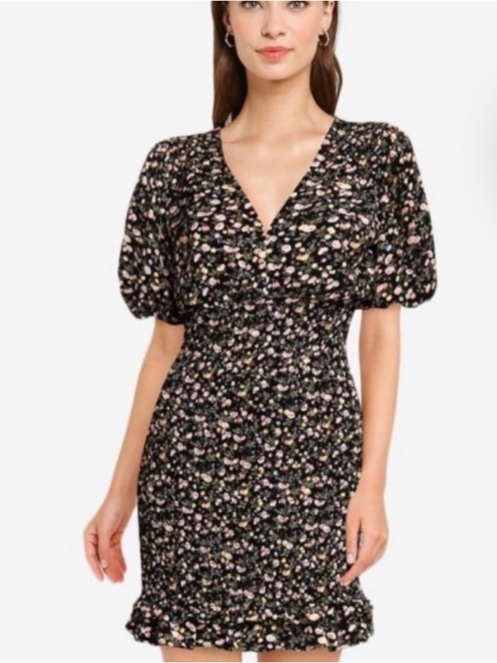 Abercrombie & Fitch Floral Smocked Mini Dress Puff Sleeves Size XS *b67
